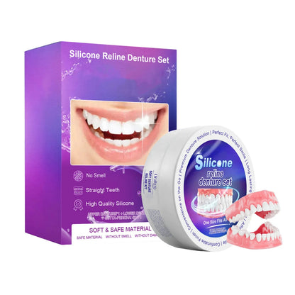 New Silicone Denture Set Temporary Orthodontic Teeth Fit Fake Teeth Oral Hygiene Care Whitening Simulation Braces for Daily Use