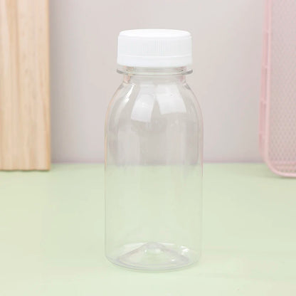 6Pcs 200ML Transparent Kids Water Bottle Plastic Juice Bottle PET Milk Beverage Bottle With Lid Portable Empty Water Bottles