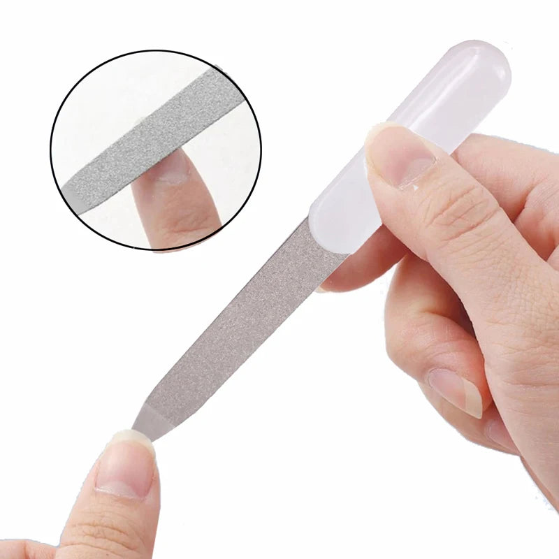 10 Pcs Stainless Dual Nail Files Metal Sanding File Pedicure Grooming For Professional Finger Toe Nail Care Manicure Tools Kits