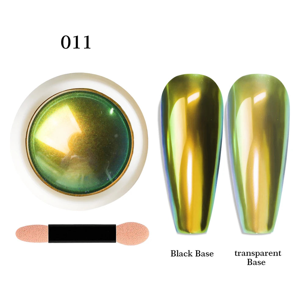 12-Color Glitter Magic Mirror Nail Powder Chameleon Aurora Pigments Multi-Chrome Shift Pigment Iridescent Rainbow Holo Nail Art*