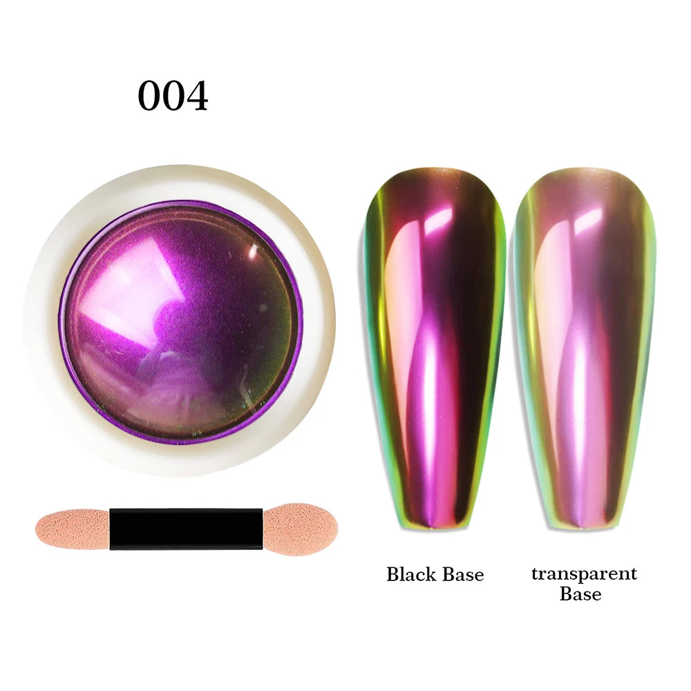 12-Color Glitter Magic Mirror Nail Powder Chameleon Aurora Pigments Multi-Chrome Shift Pigment Iridescent Rainbow Holo Nail Art*