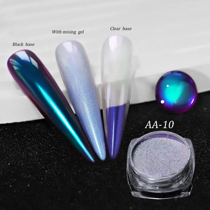 1 Jar Universal Laser Nail Glitter Holographic Powder Transparent Laser Magic Aurora Mirror Glitter UV Gel Pigment Dust