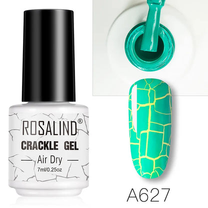 ROSALIND 12 Colors Crackle Gel Nail Polish Cracking Nail Lacquer Quick Drying Nail Art Gel For UV Semi Permanent Base Top Coat