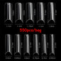 500/550pcs Water Pipe Square Shape Tips For Acrylic False Nail,XL Clear/Nature Half Cover False Nail Tips Extensions Capsules