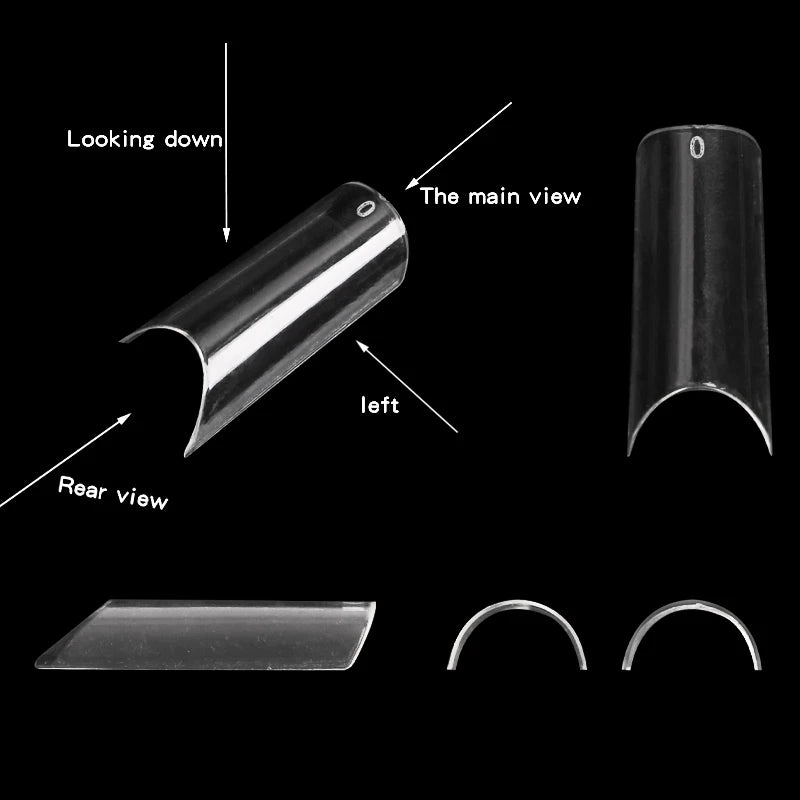 500/550pcs Water Pipe Square Shape Tips For Acrylic False Nail,XL Clear/Nature Half Cover False Nail Tips Extensions Capsules