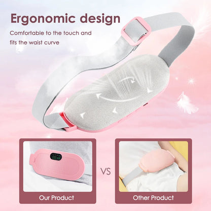 Heated Massage Warming Palace Belt Electric Period Cramp Massager for Menstrual Waist Stomach Abdominal Vibrating Heating Pad