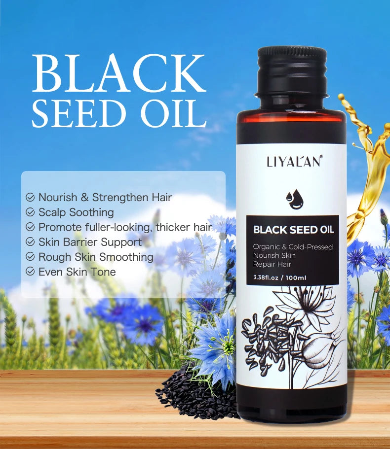 100ml Black Cumin Seed Oil For Hair Care Strengthen Conditions Scalp Cold Pressed Nourishes Nails Skin Hydration Body Massage