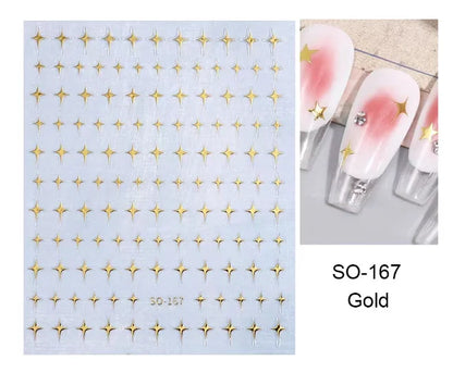 1pcs Golden 3D Metal Laser Starburst Nail Stickers Vibrant Y2K Nail Art Decorations for Manicure French Nail Art and DIY Nail