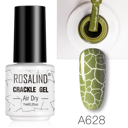 ROSALIND 12 Colors Crackle Gel Nail Polish Cracking Nail Lacquer Quick Drying Nail Art Gel For UV Semi Permanent Base Top Coat