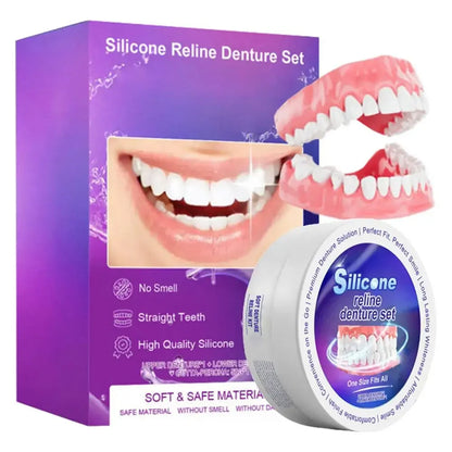 New Silicone Denture Set Temporary Orthodontic Teeth Fit Fake Teeth Oral Hygiene Care Whitening Simulation Braces for Daily Use