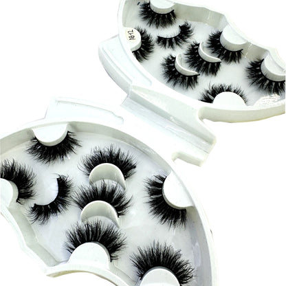 HBZGTLAD 5/8 Pairs of Natural Russian Striped Mink Lashes 3D False Lashes Volume Wavy False Lashes Eyelash Extensions Makeup