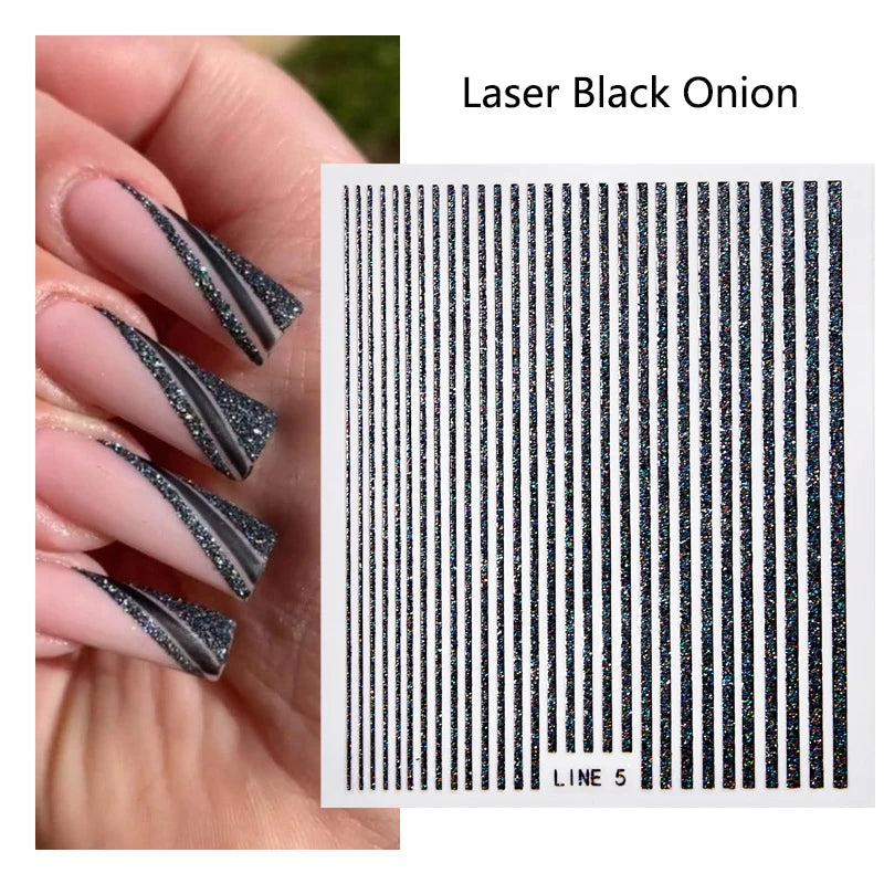 1pcs Golden 3D Metal Laser Starburst Nail Stickers Vibrant Y2K Nail Art Decorations for Manicure French Nail Art and DIY Nail