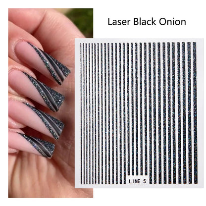 1pcs Golden 3D Metal Laser Starburst Nail Stickers Vibrant Y2K Nail Art Decorations for Manicure French Nail Art and DIY Nail
