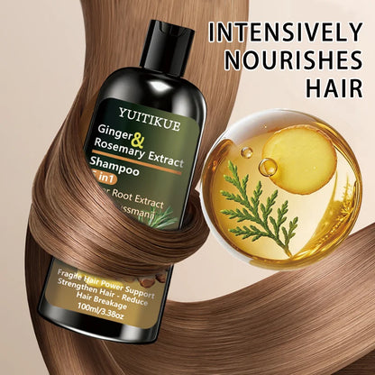 YUITIKUE Ginger & Rosemary Extract Shampoo 5-in-1: Intensive Nourish, Strengthen Hair, Reduce Breakage