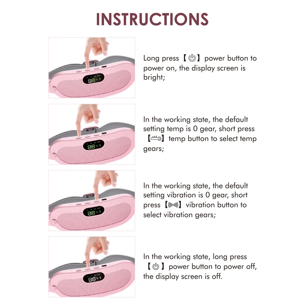 Heated Massage Warming Palace Belt Electric Period Cramp Massager for Menstrual Waist Stomach Abdominal Vibrating Heating Pad