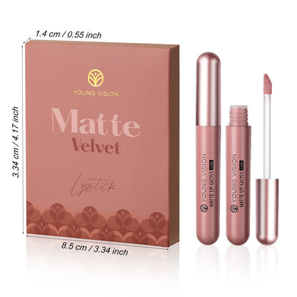 YOUNG VISION 6Pcs/Set Matte Velvet Lipgloss Waterproof Long-Lasting Liquid Lipstick for Flawless Makeup