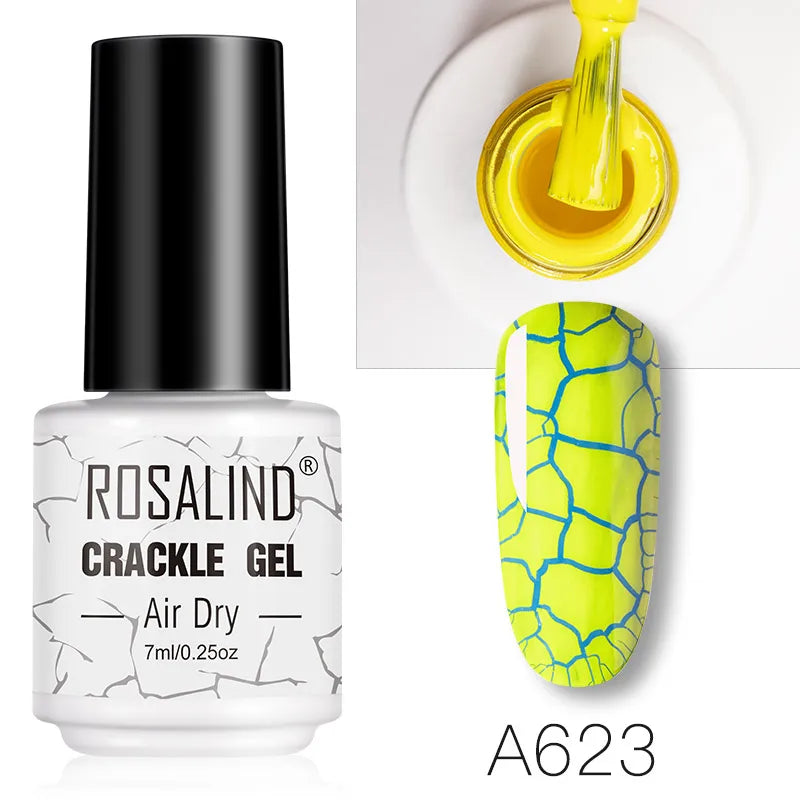 ROSALIND 12 Colors Crackle Gel Nail Polish Cracking Nail Lacquer Quick Drying Nail Art Gel For UV Semi Permanent Base Top Coat