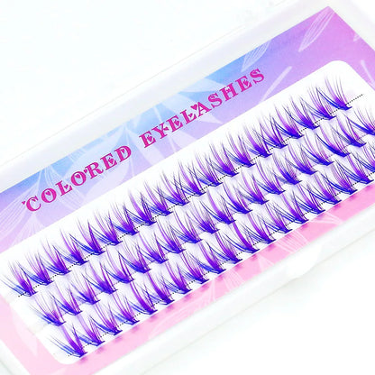 Moonlily Blue Purple Mix Color Lashes Cluster Eyelash Extension Natural Long Volume Effect Faux Bunche Individual Makeup Cilias