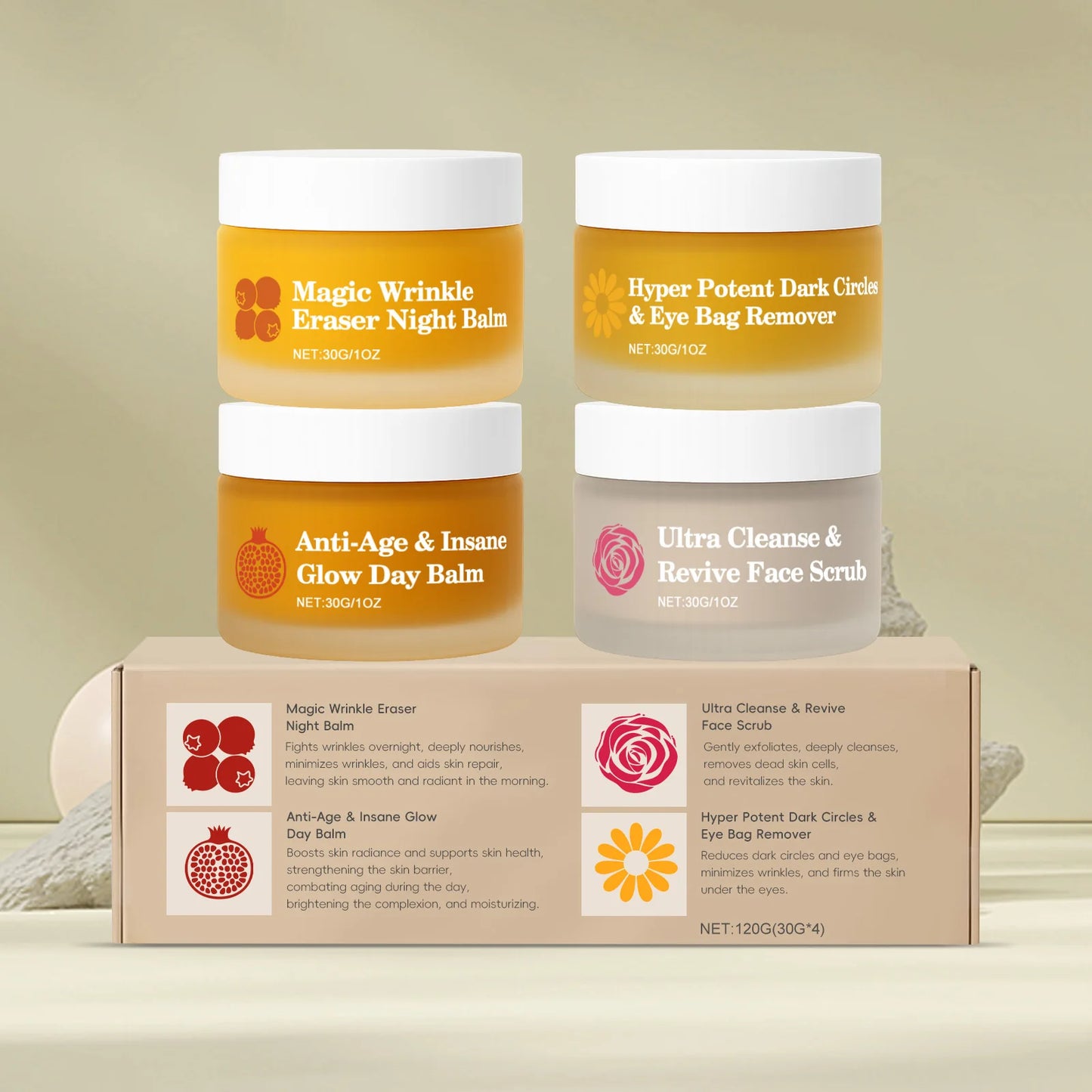 Day Night Skincare Set Firming Moisturizing & Skin Barrier Repair Cream Tightening Brighten Face Scrub Nourishing Eye Care Combo