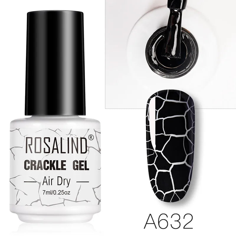 ROSALIND 12 Colors Crackle Gel Nail Polish Cracking Nail Lacquer Quick Drying Nail Art Gel For UV Semi Permanent Base Top Coat