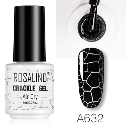ROSALIND 12 Colors Crackle Gel Nail Polish Cracking Nail Lacquer Quick Drying Nail Art Gel For UV Semi Permanent Base Top Coat