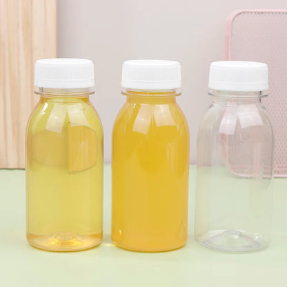 6Pcs 200ML Transparent Kids Water Bottle Plastic Juice Bottle PET Milk Beverage Bottle With Lid Portable Empty Water Bottles