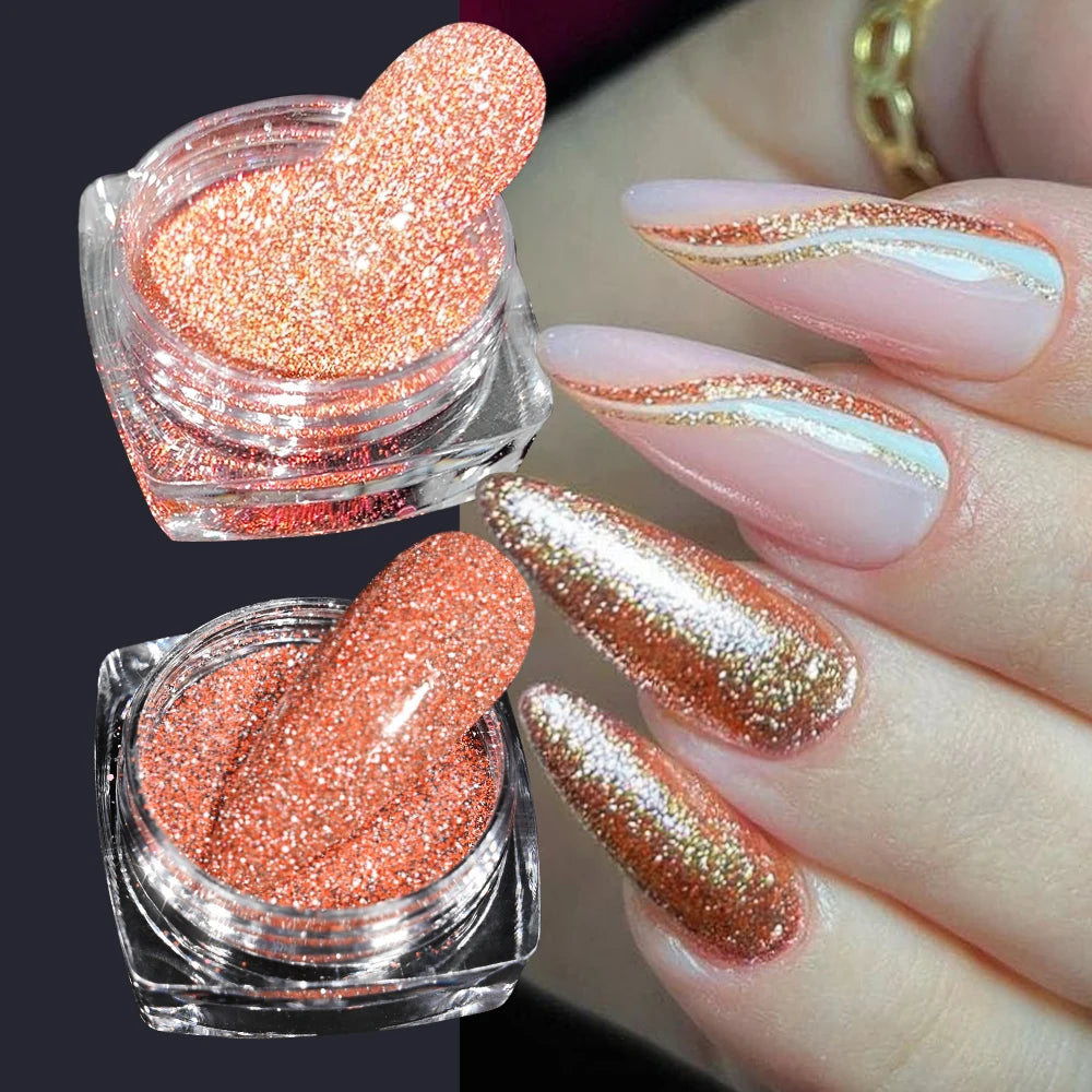 1 Jar Universal Laser Nail Glitter Holographic Powder Transparent Laser Magic Aurora Mirror Glitter UV Gel Pigment Dust