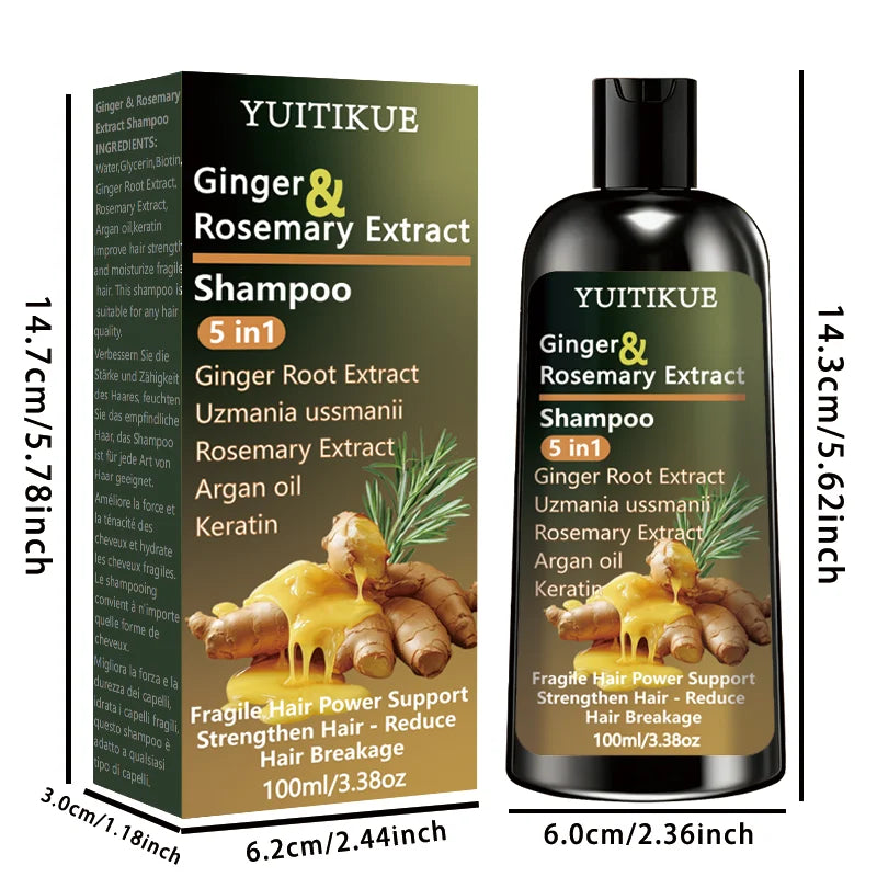 YUITIKUE Ginger & Rosemary Extract Shampoo 5-in-1: Intensive Nourish, Strengthen Hair, Reduce Breakage