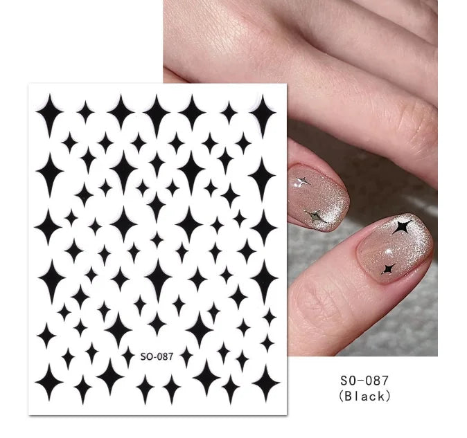 1pcs Golden 3D Metal Laser Starburst Nail Stickers Vibrant Y2K Nail Art Decorations for Manicure French Nail Art and DIY Nail