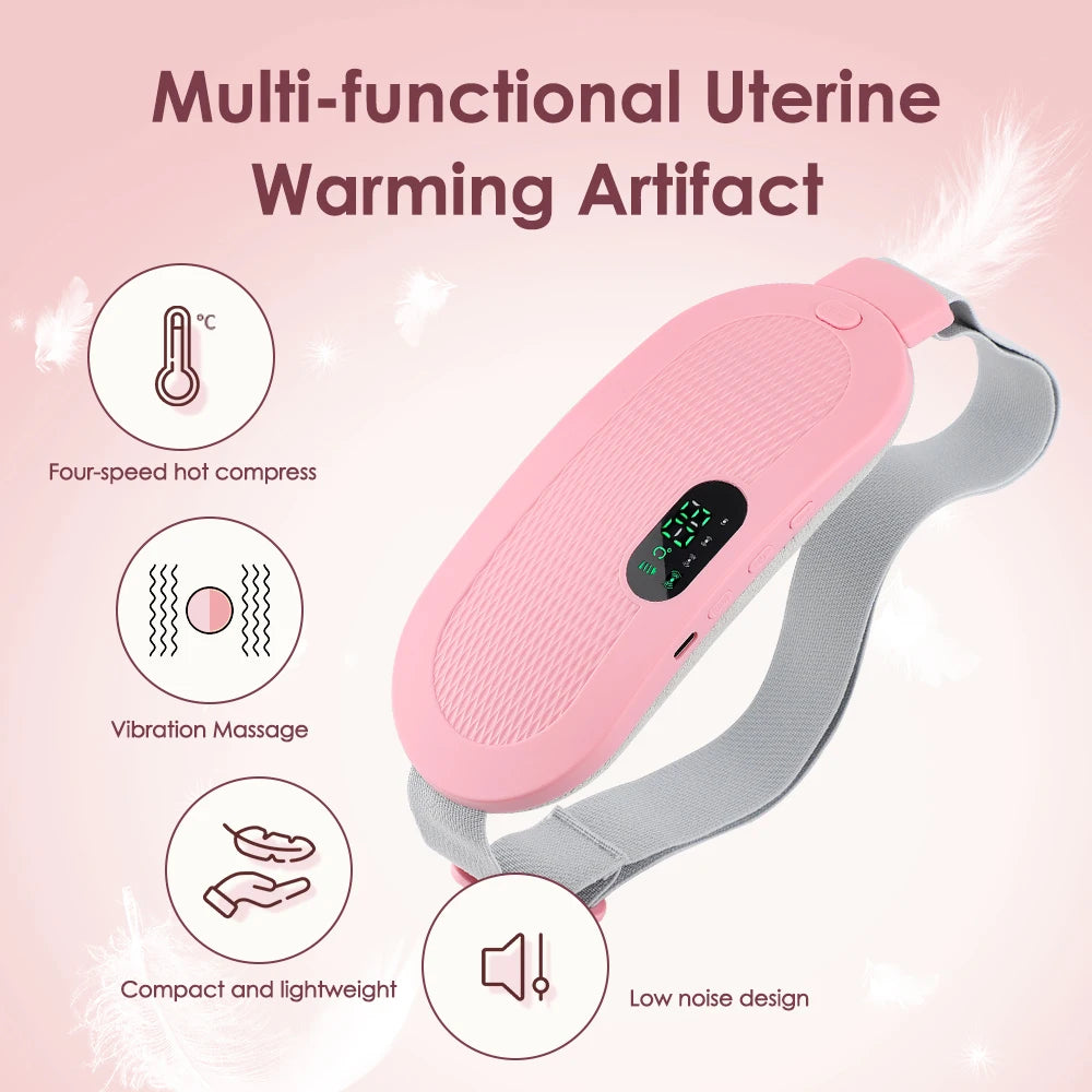 Heated Massage Warming Palace Belt Electric Period Cramp Massager for Menstrual Waist Stomach Abdominal Vibrating Heating Pad