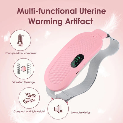 Heated Massage Warming Palace Belt Electric Period Cramp Massager for Menstrual Waist Stomach Abdominal Vibrating Heating Pad