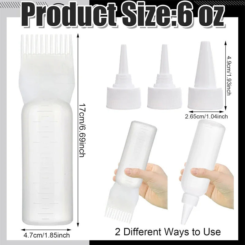WANMEI Hair Oil Application Bottle 1pcs Hair Oil Applicator Bottle with 4pcs Pointed Mouth Cover for All Hair Types, Plastic Hai