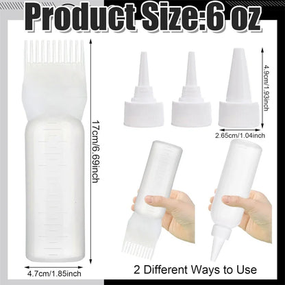 WANMEI Hair Oil Application Bottle 1pcs Hair Oil Applicator Bottle with 4pcs Pointed Mouth Cover for All Hair Types, Plastic Hai