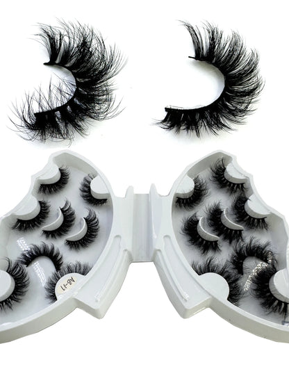 HBZGTLAD 5/8 Pairs of Natural Russian Striped Mink Lashes 3D False Lashes Volume Wavy False Lashes Eyelash Extensions Makeup