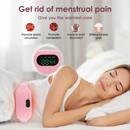 Heated Massage Warming Palace Belt Electric Period Cramp Massager for Menstrual Waist Stomach Abdominal Vibrating Heating Pad