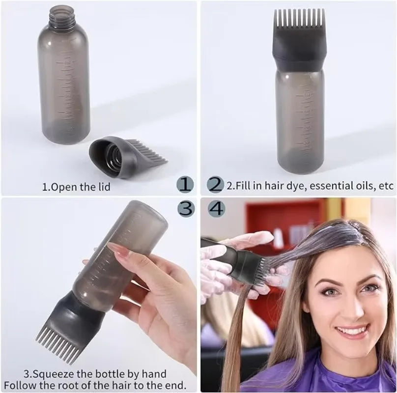 WANMEI Hair Oil Application Bottle 1pcs Hair Oil Applicator Bottle with 4pcs Pointed Mouth Cover for All Hair Types, Plastic Hai