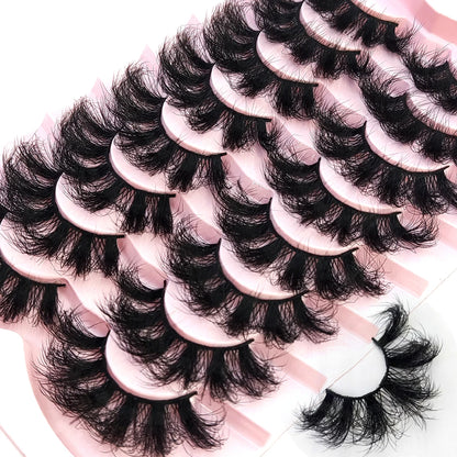 HBZGTLAD 5/8 Pairs of Natural Russian Striped Mink Lashes 3D False Lashes Volume Wavy False Lashes Eyelash Extensions Makeup