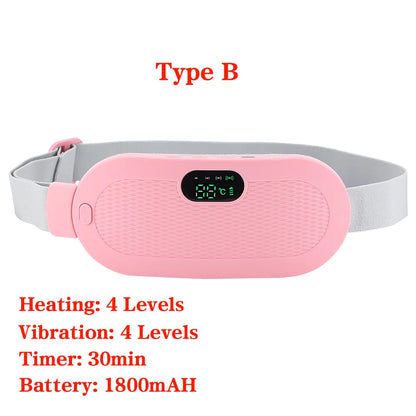 Heated Massage Warming Palace Belt Electric Period Cramp Massager for Menstrual Waist Stomach Abdominal Vibrating Heating Pad