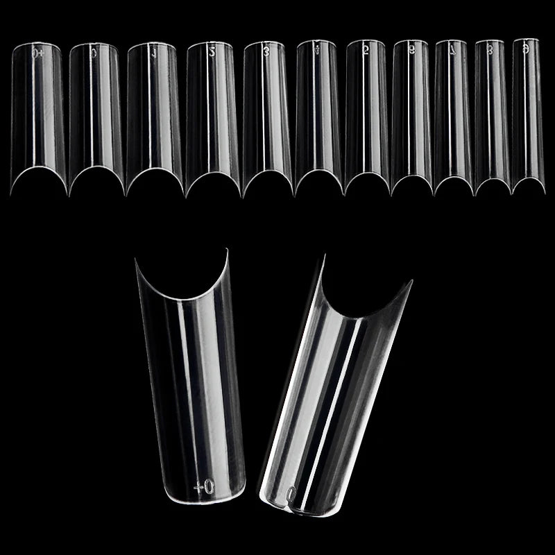 500/550pcs Water Pipe Square Shape Tips For Acrylic False Nail,XL Clear/Nature Half Cover False Nail Tips Extensions Capsules