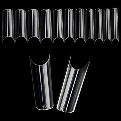 500/550pcs Water Pipe Square Shape Tips For Acrylic False Nail,XL Clear/Nature Half Cover False Nail Tips Extensions Capsules