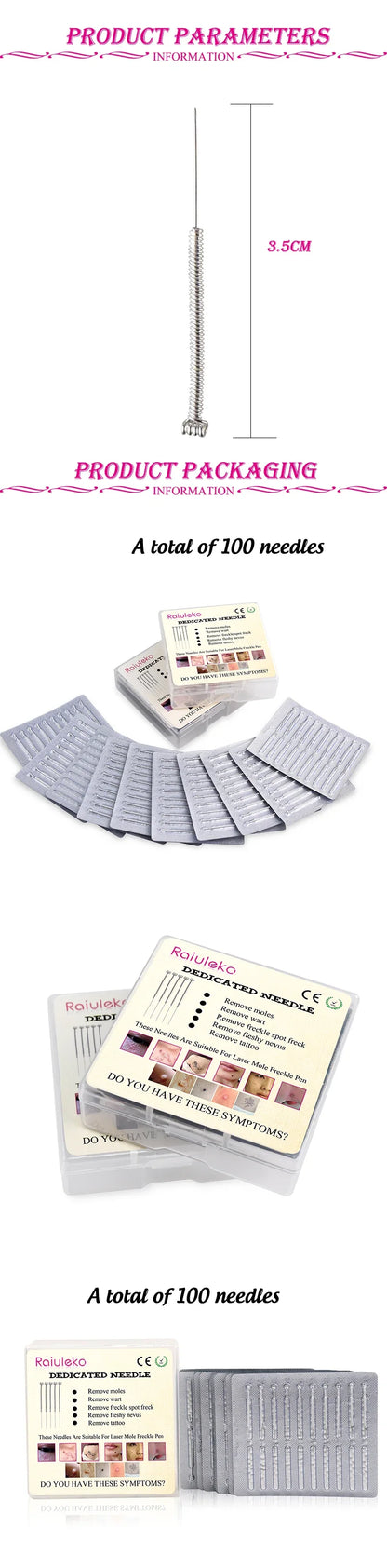 100&200Pcs Plasma Pen Needles For Spot Mole Freckle Body Tattoo Removal Point Pen Skin Beauty Care Dedicated Needle Replacement