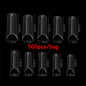 500/550pcs Water Pipe Square Shape Tips For Acrylic False Nail,XL Clear/Nature Half Cover False Nail Tips Extensions Capsules