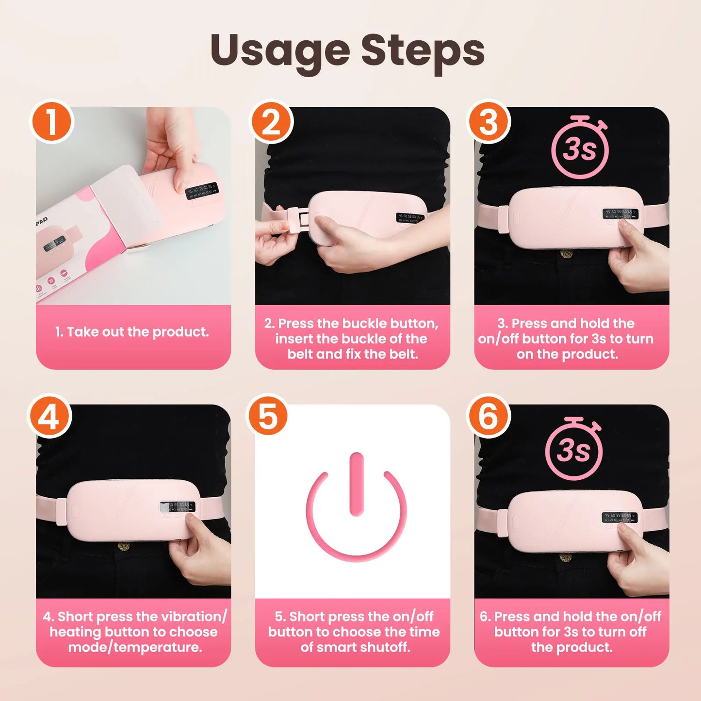 Heated Massage Warming Palace Belt Electric Period Cramp Massager for Menstrual Waist Stomach Abdominal Vibrating Heating Pad