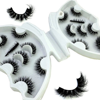 HBZGTLAD 5/8 Pairs of Natural Russian Striped Mink Lashes 3D False Lashes Volume Wavy False Lashes Eyelash Extensions Makeup