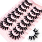 HBZGTLAD 5/8 Pairs of Natural Russian Striped Mink Lashes 3D False Lashes Volume Wavy False Lashes Eyelash Extensions Makeup