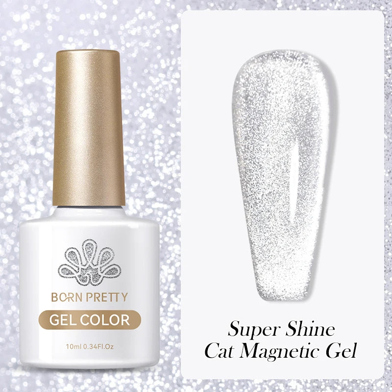 BORN PRETTY Sparkling Glass Bead Cat Magnetic Gel Nail Polish Flash White Spar Red Color Semi Permanent Soak Off UV Gel Varnish