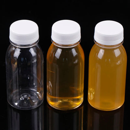 6Pcs 200ML Transparent Kids Water Bottle Plastic Juice Bottle PET Milk Beverage Bottle With Lid Portable Empty Water Bottles