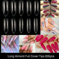 500/550pcs Water Pipe Square Shape Tips For Acrylic False Nail,XL Clear/Nature Half Cover False Nail Tips Extensions Capsules