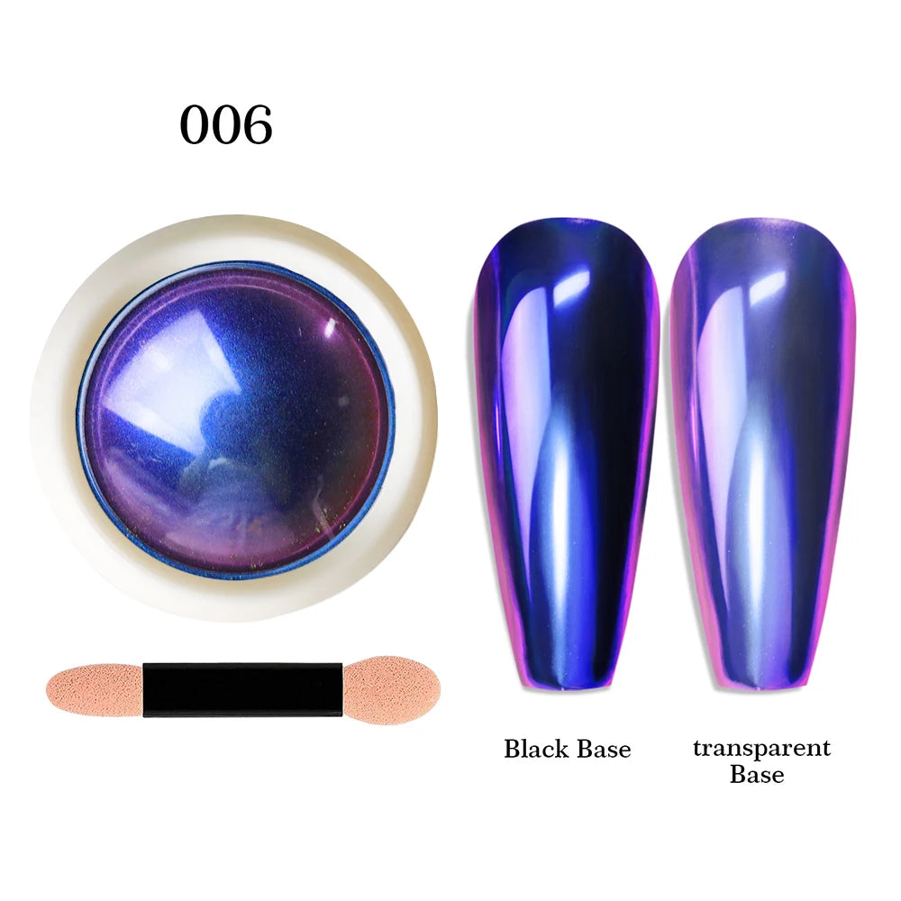12-Color Glitter Magic Mirror Nail Powder Chameleon Aurora Pigments Multi-Chrome Shift Pigment Iridescent Rainbow Holo Nail Art*