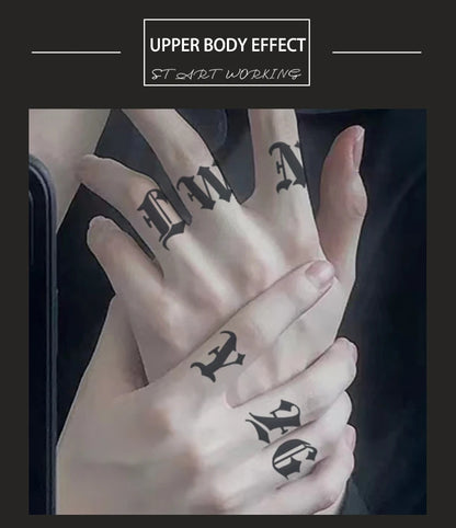 Long-lasting waterproof tattoo stickers simulated non-reflective temporary tattoo English pattern finger arm fake tattoo